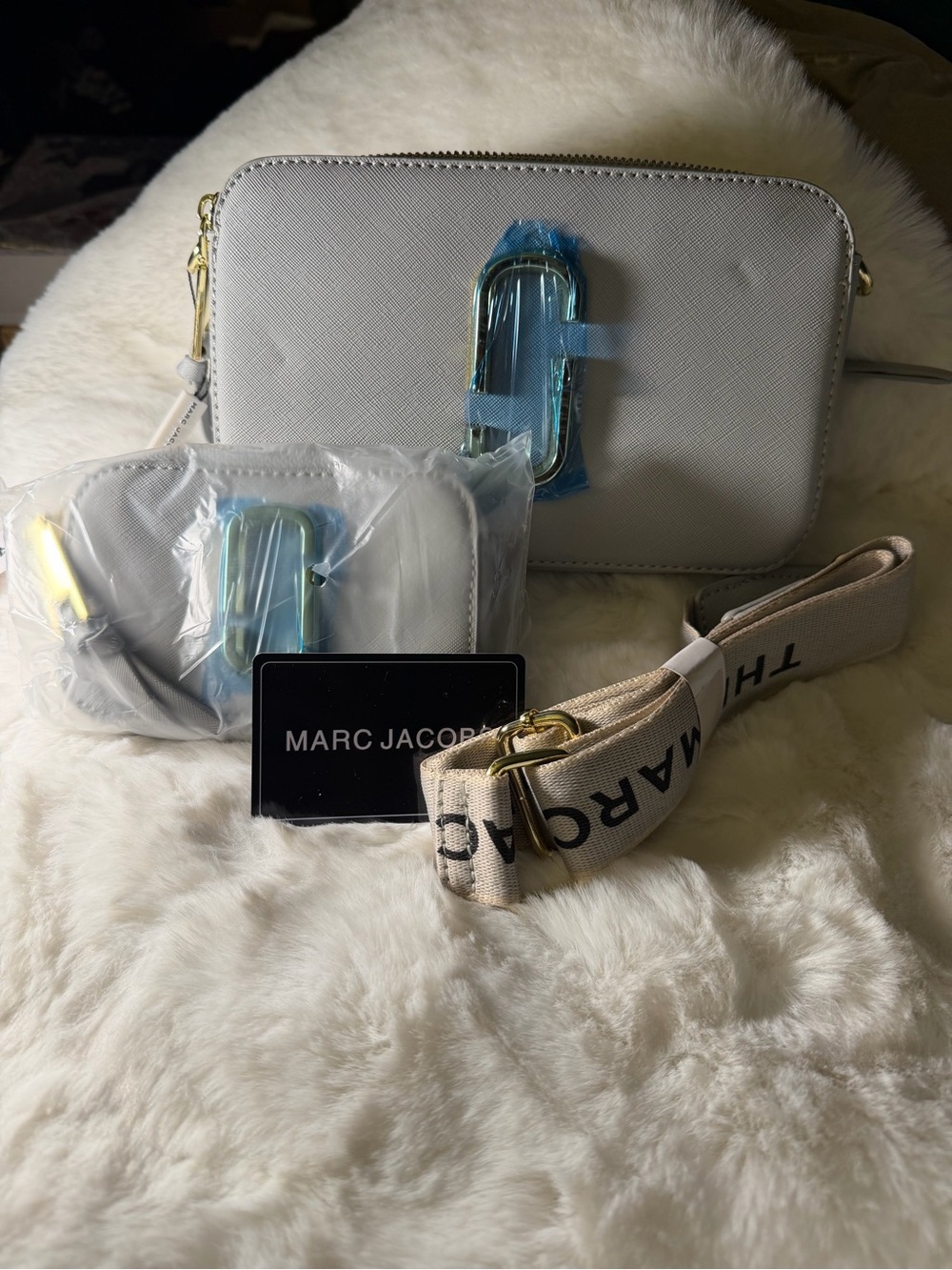 Marc Jacobs Gray Crossbody Camera Bag with Branded Strap